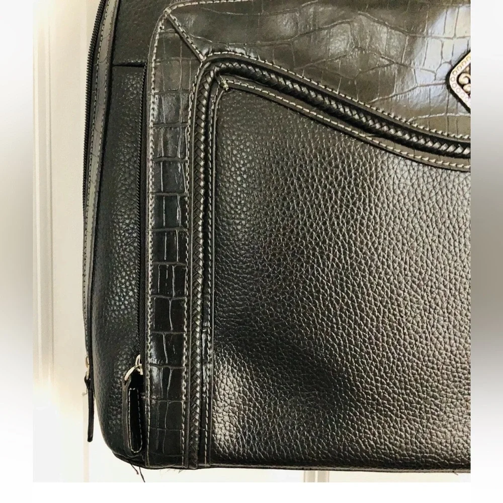 Coldwater Creek Laptop Bag Black Faux Leather Metal Embellished 15
